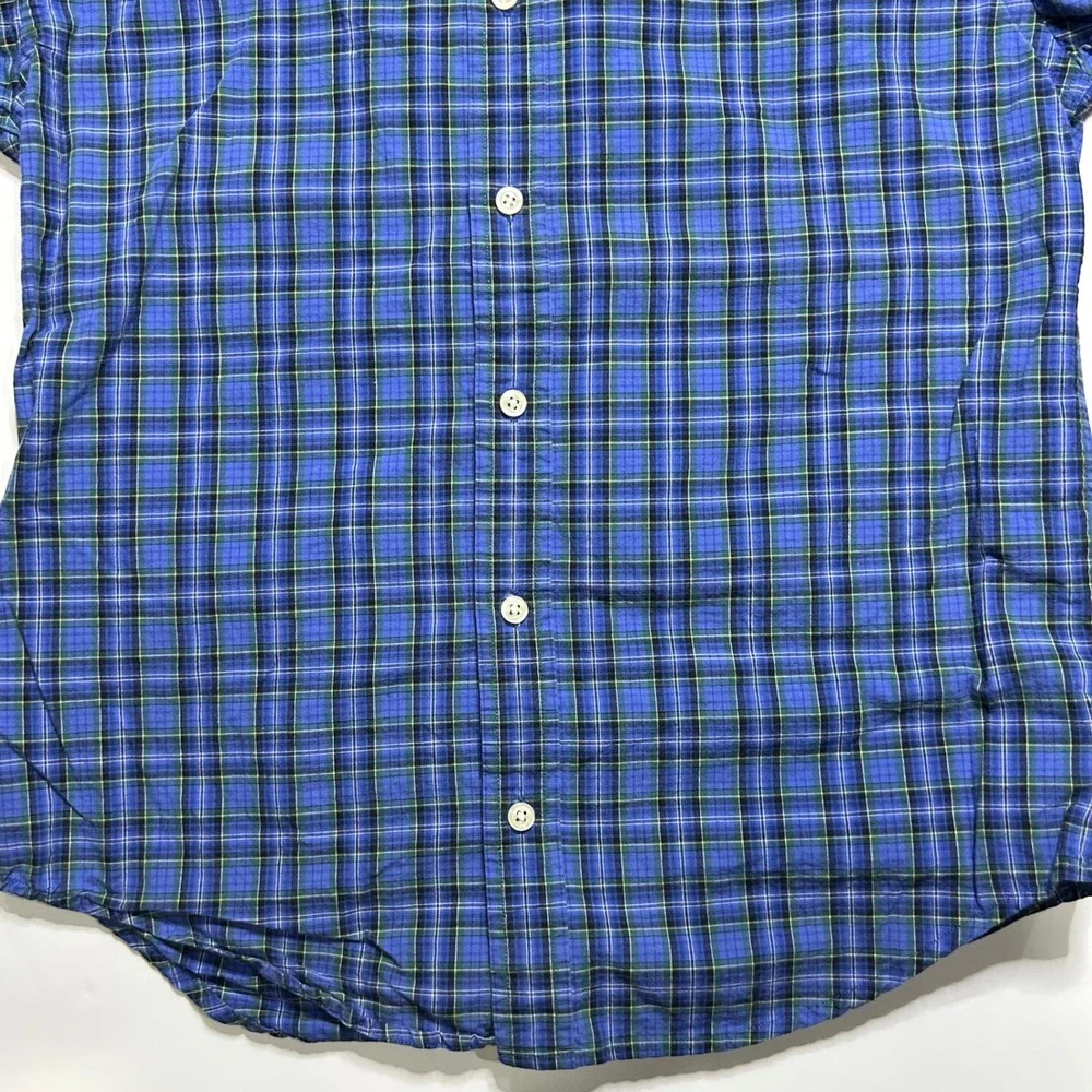 Ralph Lauren Kids‎ Plaid Button-Up Shirt Blue Green Cotton Blend Size Medium